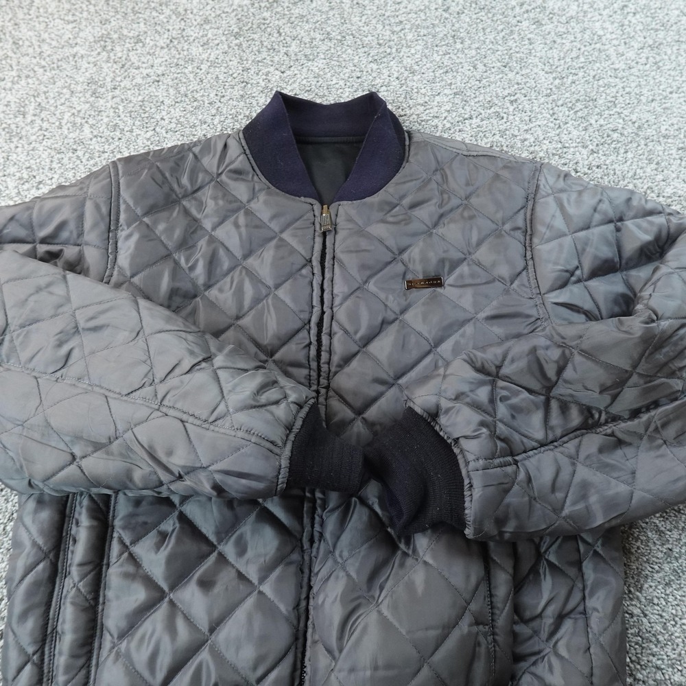 Seanβ John Jacket Mens M Gray Quilted Insulated Bomber Full Zip Puffer Coat Warm